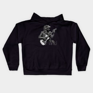 Reptile Playing a Guitar Kids Hoodie